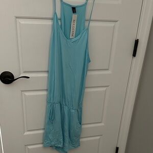 Blue Women's Romper with pockets